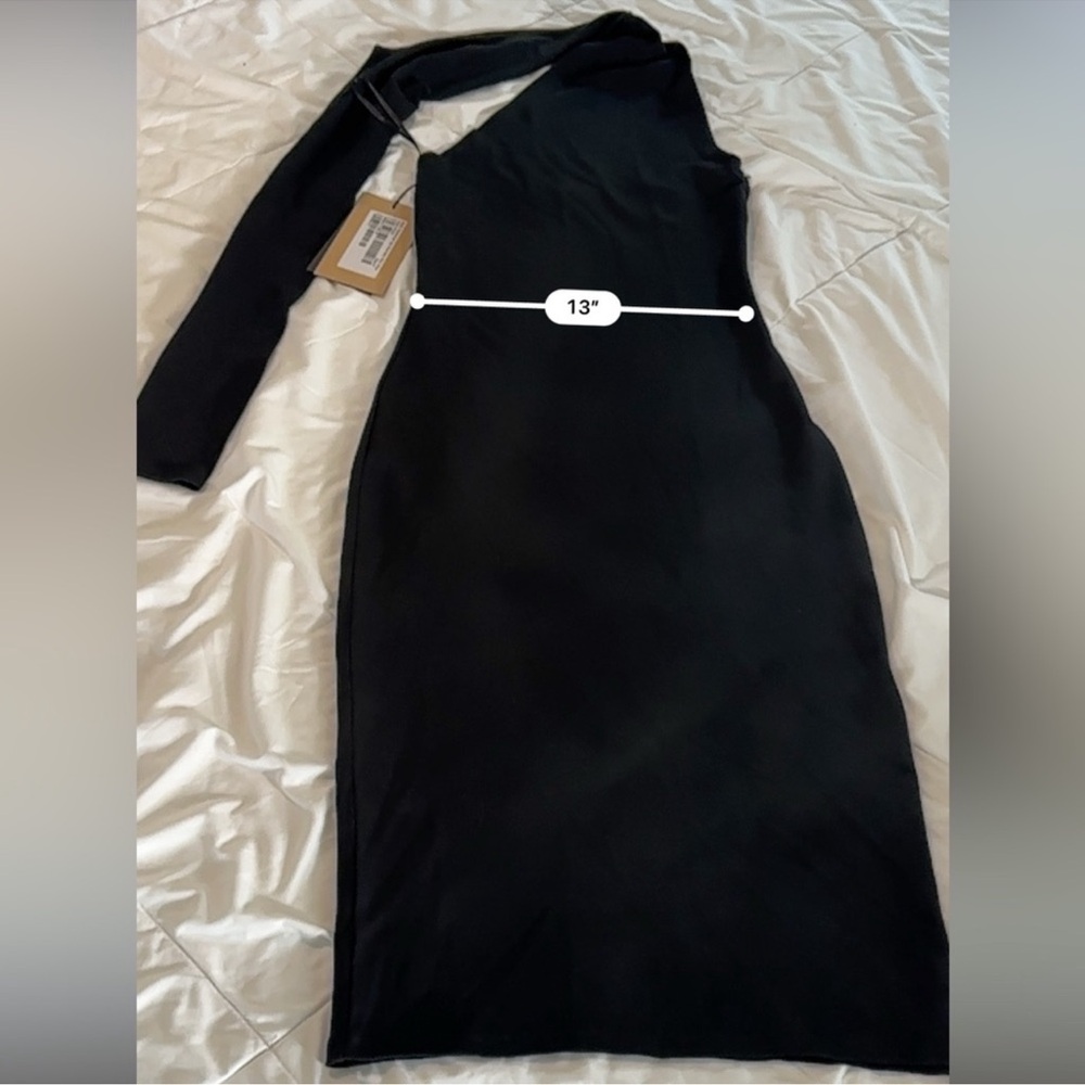 Marcella Manhattan dress Size M. NWT. Elegant Black One-Shoulder Dress - Picture 7 of 12
